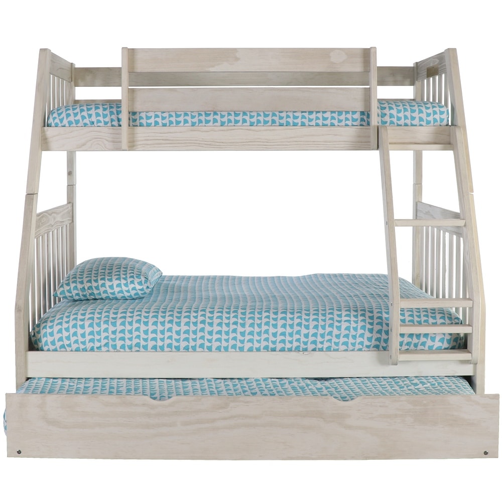 Julia Distressed White Twin over Full Bunk Bed