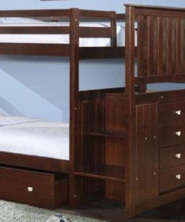 Parker Cappuccino Bunkbed with Stairs and Storage