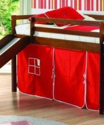 Sebastian Loft Bed with Slide & Red Tent