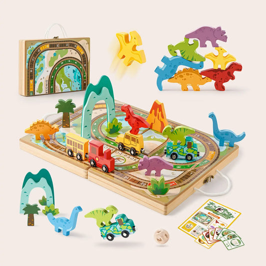 Tiny Land® Dinosaurs Wooden Take-Along Tabletop Train Set