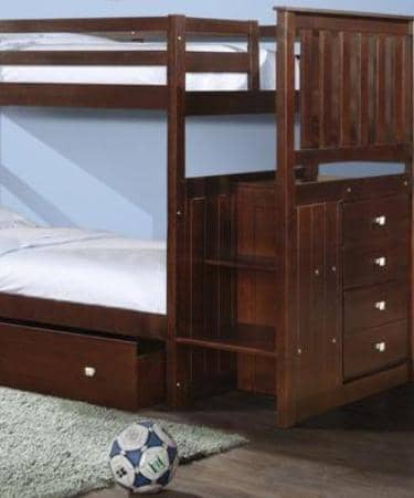 Xander Cappuccino Bunk Bed with Stairs & Storage