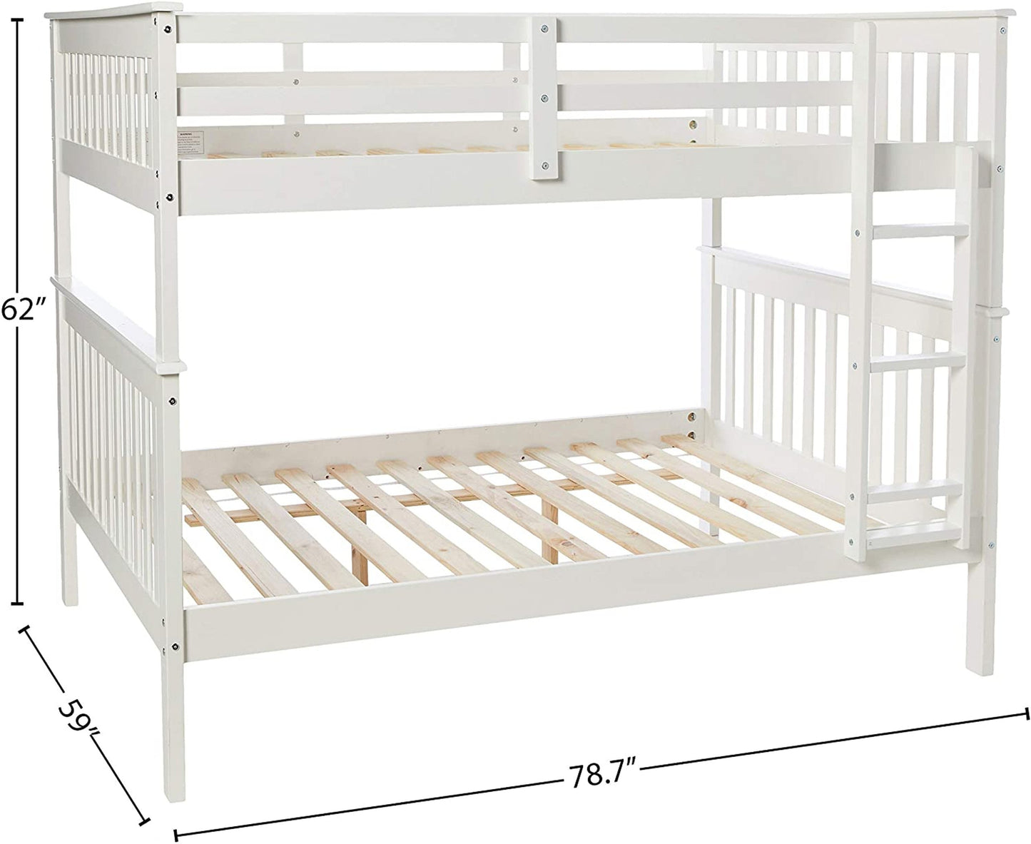 Sarah Full White Bunk Bed with Trundle