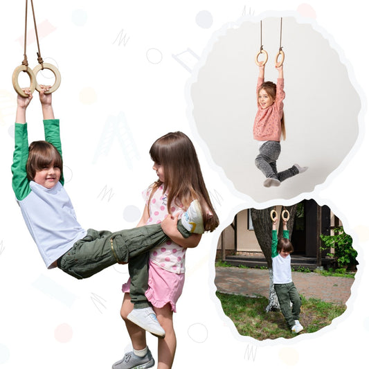 Wooden gymnastic rings for kids